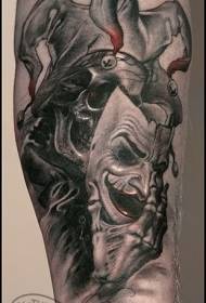 arm horror style color clown mask Tattoo pattern