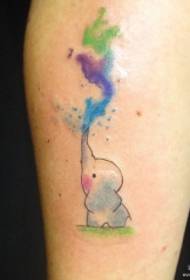 tele mali svježi crtić crveni slon Splash ink tattoo uzorak
