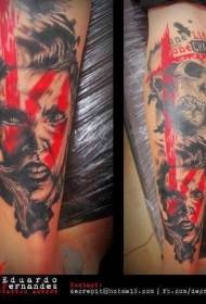 PS image processing software style colored barbarian woman tattoo