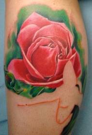 leg color realistic flower tattoo pattern