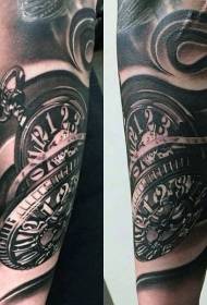 Arm real photo quirky clock tattoo picture