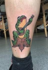 Bai Le phoofolo ea tattoo tattoo ea monna ho setšoantšo se monate sa frog ea tattoo
