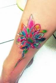 Ноги замечательный акварельный рисунок татуировки лотоса