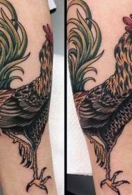 Leg color cock tattoo pattern