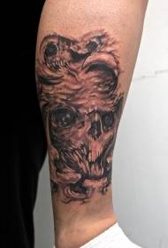 Leg brown monster skull tattoo pattern