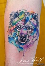 calf Europe and the United States ink head bear head Tattoo pattern