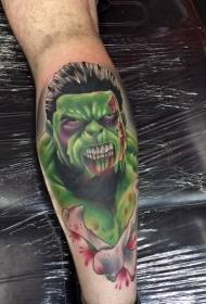 Model de tatuaj de zombie uriaș cu culoarea piciorului