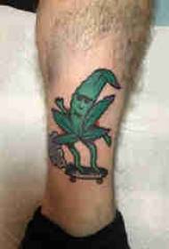 ganja daun tato laki-laki betis pada gambar tato daun ganja berwarna