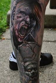 ფეხი ფერი საშინელებათა სტილი სხვადასხვა სასაფლაოზე zombie tattoo ნიმუში