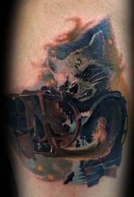 Picior acuarelă pictură film raton războinic model tatuaj