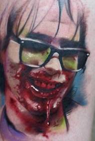 pierna color horror estilo sangriento personaje tatuaje foto
