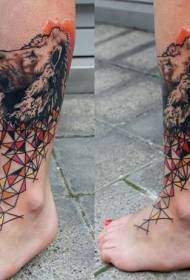 Incredible color lion tattoo picture on the leg