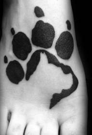 Black simple paw print tattoo on the feet