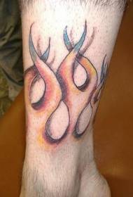 mała noga prosta osobowość Malowany płomienny wzór tatuażu