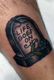Gravsten för benfärg med tatueringsblommönster för blommor