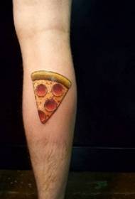 cibo tatuaggio maschio polpaccio su pizza colorata cibo tatuaggio immagine