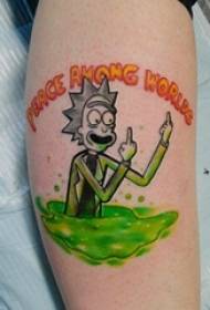 Vell de tatuatge de dibuixos animats a la imatge del tatuatge del personatge de dibuixos animats