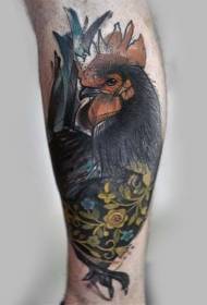 Hermosa foto de tatuaje de gallo de color