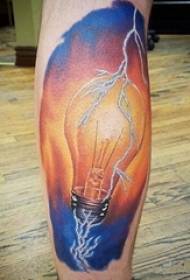 boys calf painted on gradient simple lines lightning and light bulb tattoo pictures