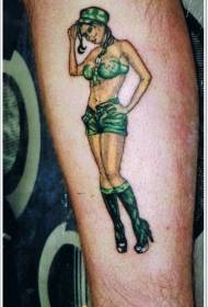 ခြေထောက်အရောင် sexy စစ်တပ်မိန်းကလေးတက်တူးထိုးပုံ