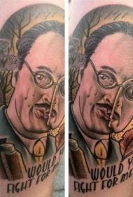 Нога боја човек портрет шема на тетоважа