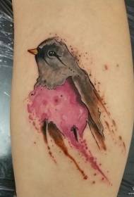 calf splash ink color bird tattoo pattern