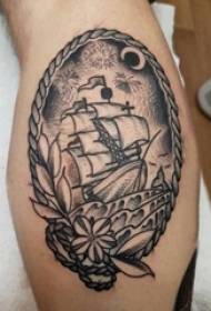 boys calf on black gray sketch point thorn trick domineering classic sailing tattoo picture