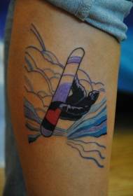 Modellu culuritu di tatuaggi di snowboard in stile illustrazione di a perna