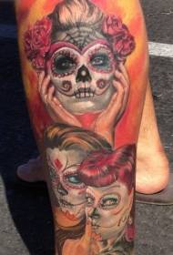 Bacaklar renkli çekici kutsal kız dövme