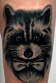 Leg illustration style colored raccoon tattoo pattern