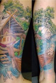 Leg color country quiet wind tattoo picture
