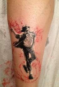 腿部彩色迈克尔·杰克逊纹身图案