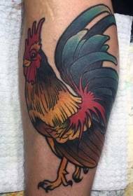 Leg old school style drawing colored big cock leg tattoo