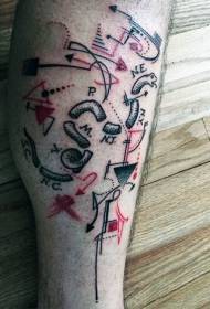 Leg geometry style snake tattoo tattoo pattern