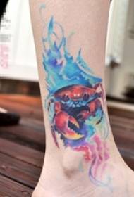 girls calf on watercolor smudge fresh crab tattoo pictures