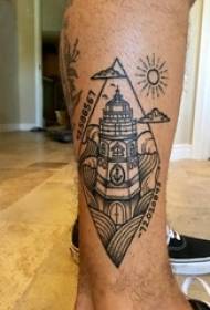 Tattoo lighthouse gason ti bèf sou modèl la tatoo fa
