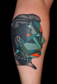 Gambar tato wajah potret geometris berwarna-warni