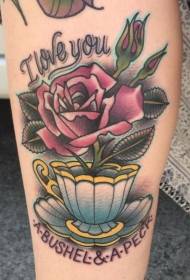 Noga školski šalica za čaj s uzorkom tetovaže ruža