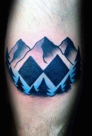 Legged old-school style colorful geometric mountain tattoo pattern
