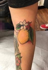 girls calf painted plants flowers and lemon tattoo pictures