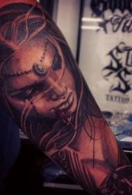 Gambar tato wanita vampir getih realis