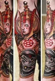New school style color mysterious woman tattoo