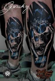 Leg color new school style color tattoo