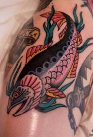 calf old school fish tattoo pattern