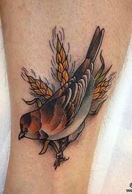 tele europska školska ptica pšenica uzorak tetovaža