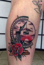 Винтидж цветен глобус с модел на татуировка на роза