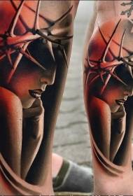 Modello di tatuaggio donna colore misterioso gamba
