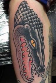 Legged old-fashioned colorful crocodile tattoo