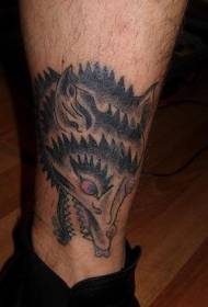 leg gray funny wolf tattoo pattern