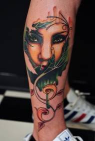 Gorgeous color mysterious woman portrait tattoo picture